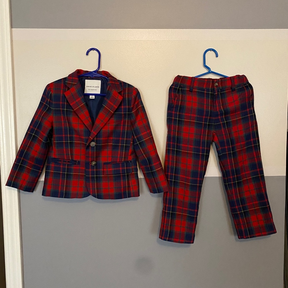 Janie and Jack Holiday Plaid Suit sz4